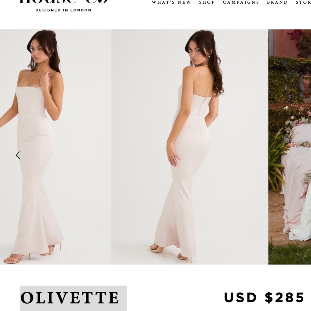 Olivette Crystal Satin Corset Maxi Dress-Size Large - Picture 2 of 15